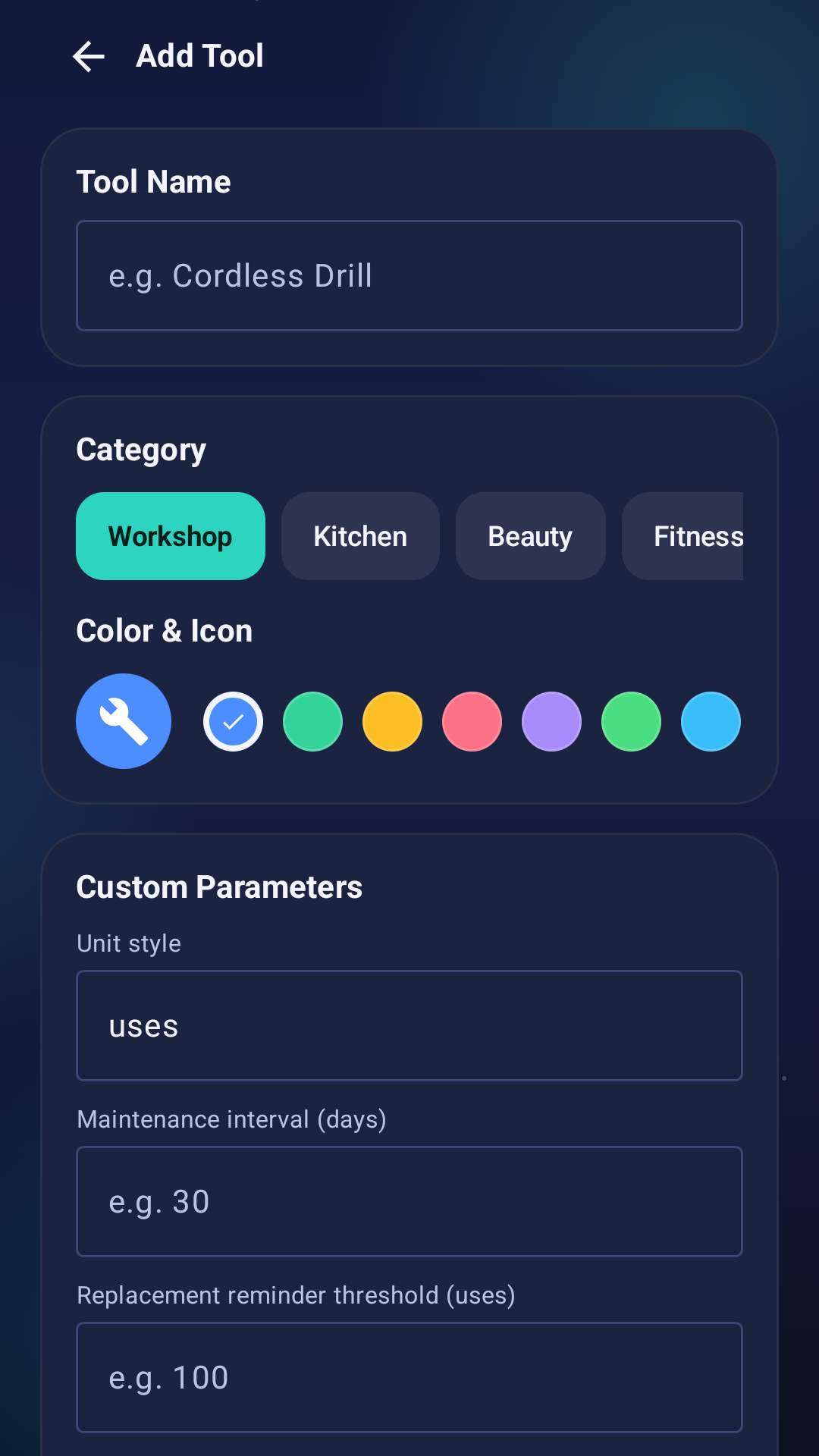 Simply Tracker screen