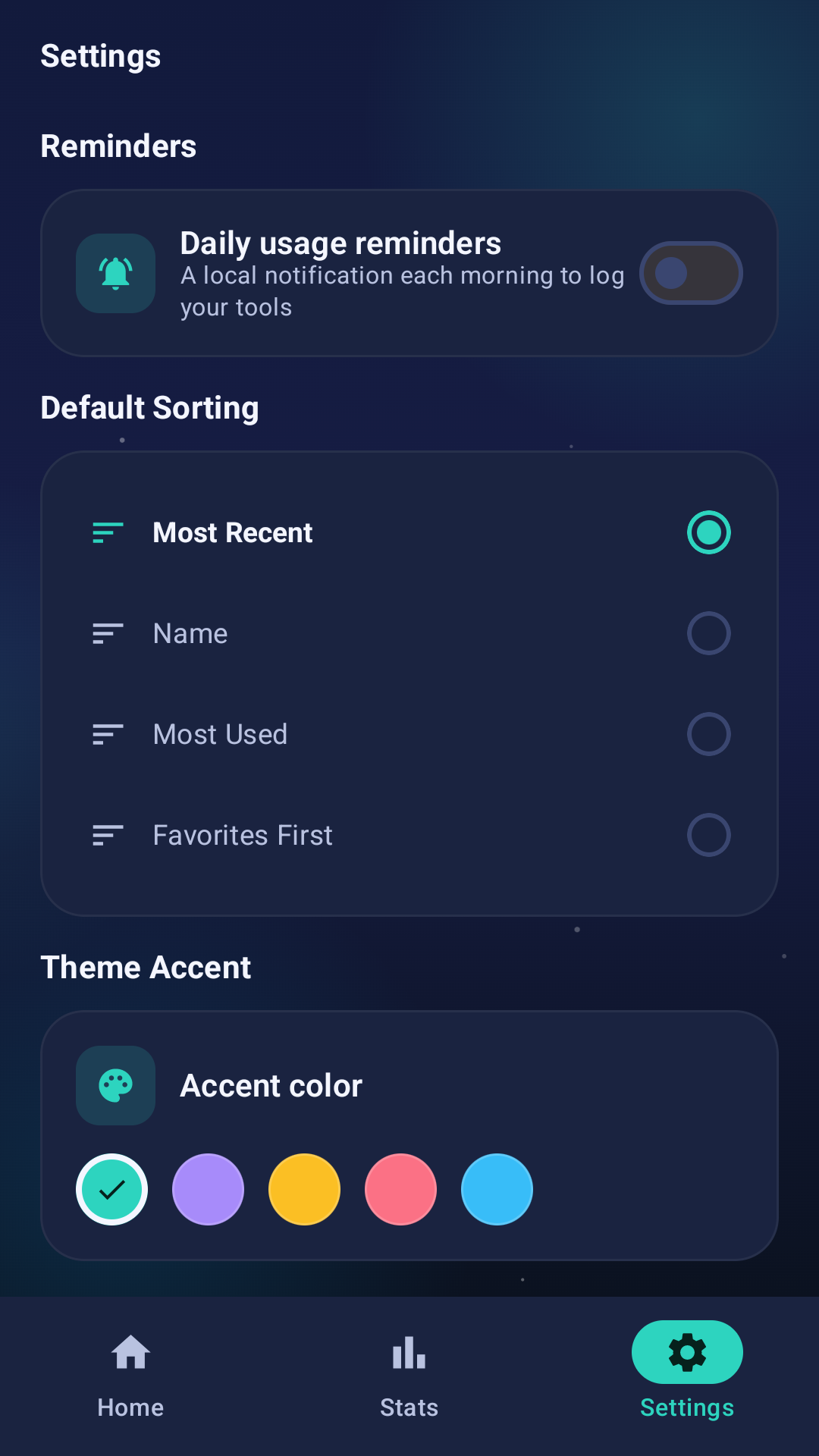 Simply Tracker screen